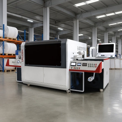 HAOTIAN industrial digital label printing machine with a computer control station HAOTIAN industrial digital label printing machine with a computer control station